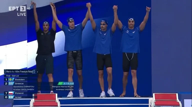 «Χάλκινη» η ελληνική ομάδα στα 4X100 μέτρα ελεύθερο της κολύμβησης