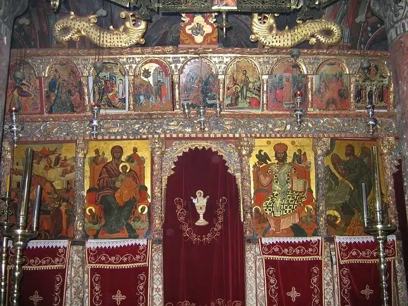 iconostasis at the church of new filosofou monastery
