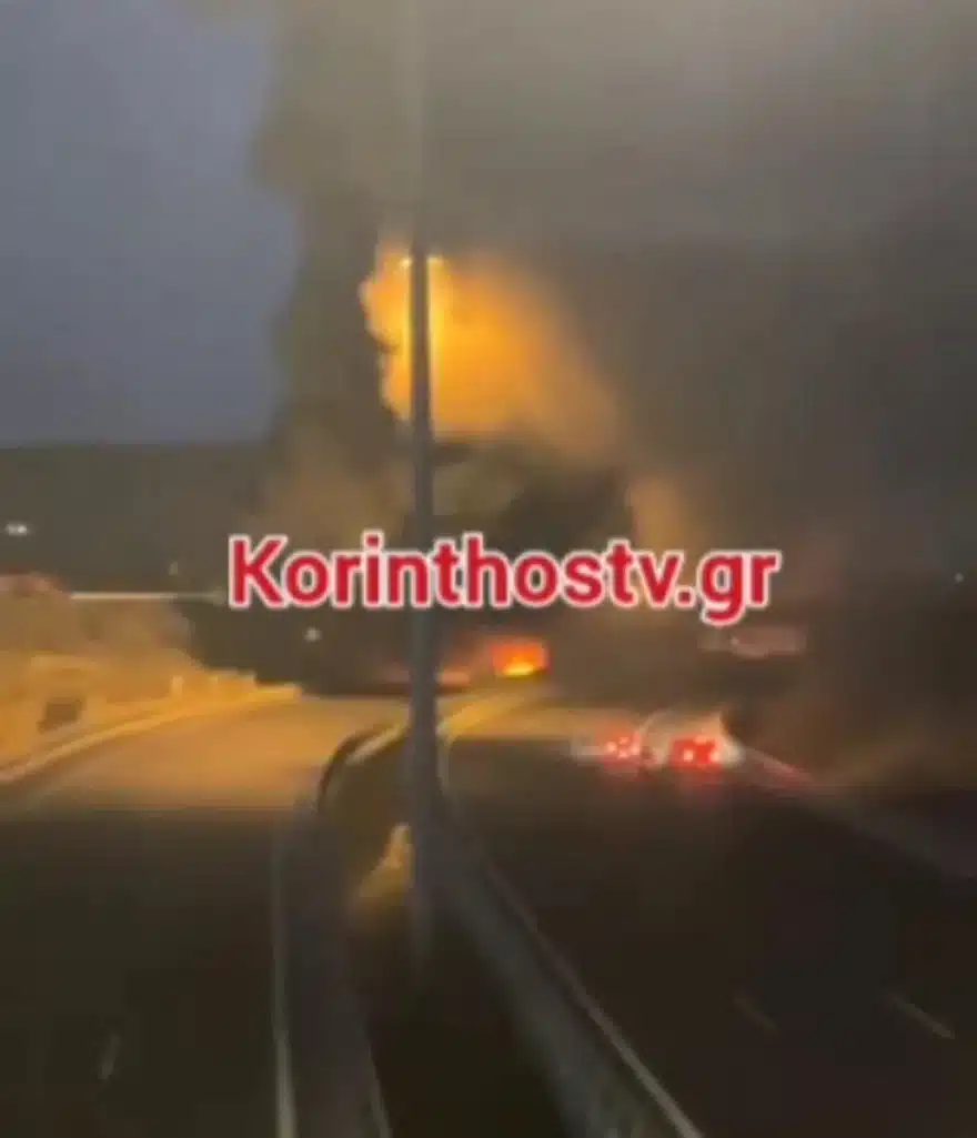Έσβησε η φωτιά στο βυτιοφόρο - Γκρεμίζεται η γέφυρα κοντά στον Ισθμό 16 korinthos 001