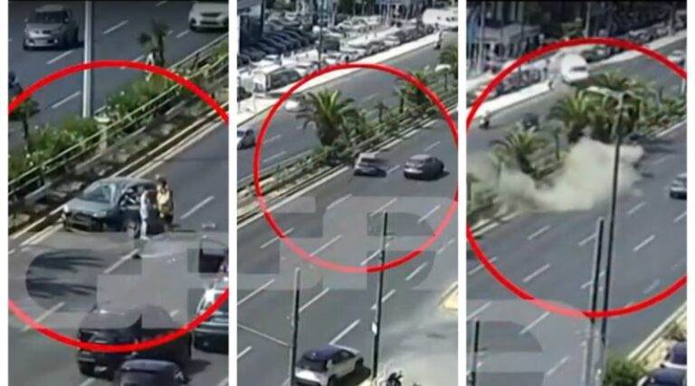 Βίντεο ντοκουμέντο από το τροχαίο στη Συγγρού – Έσκασε το λάστιχο σε ΙΧ και έκανε 5 τούμπες