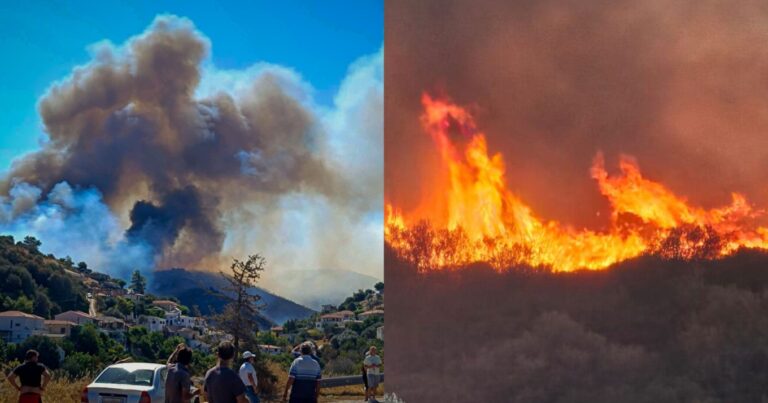Καίει τα πάντα η τεράστια φωτιά, ηχεί ασταμάτητα το 112, εκκενώνονται χωριά, αστυνομία & λιμενικό στις μάχες με τις φλόγες