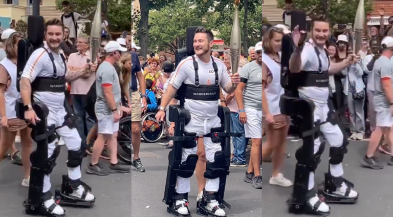 Παραπληγικός περπατά ξανά με τη βοήθεια εξωσκελετού και μεταφέρει την Ολυμπιακή φλόγα στη Γαλλία