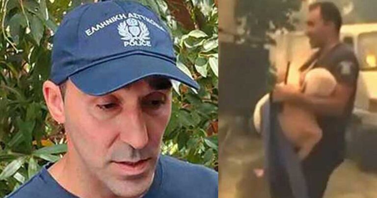 Πάτρα: «Με κρατούσε σφιχτά, είχε φοβηθεί» λέει ο αστυνομικός που πήρε αγκαλιά τον ηλικιωμένο για να τον σώσει από τη φωτιά
