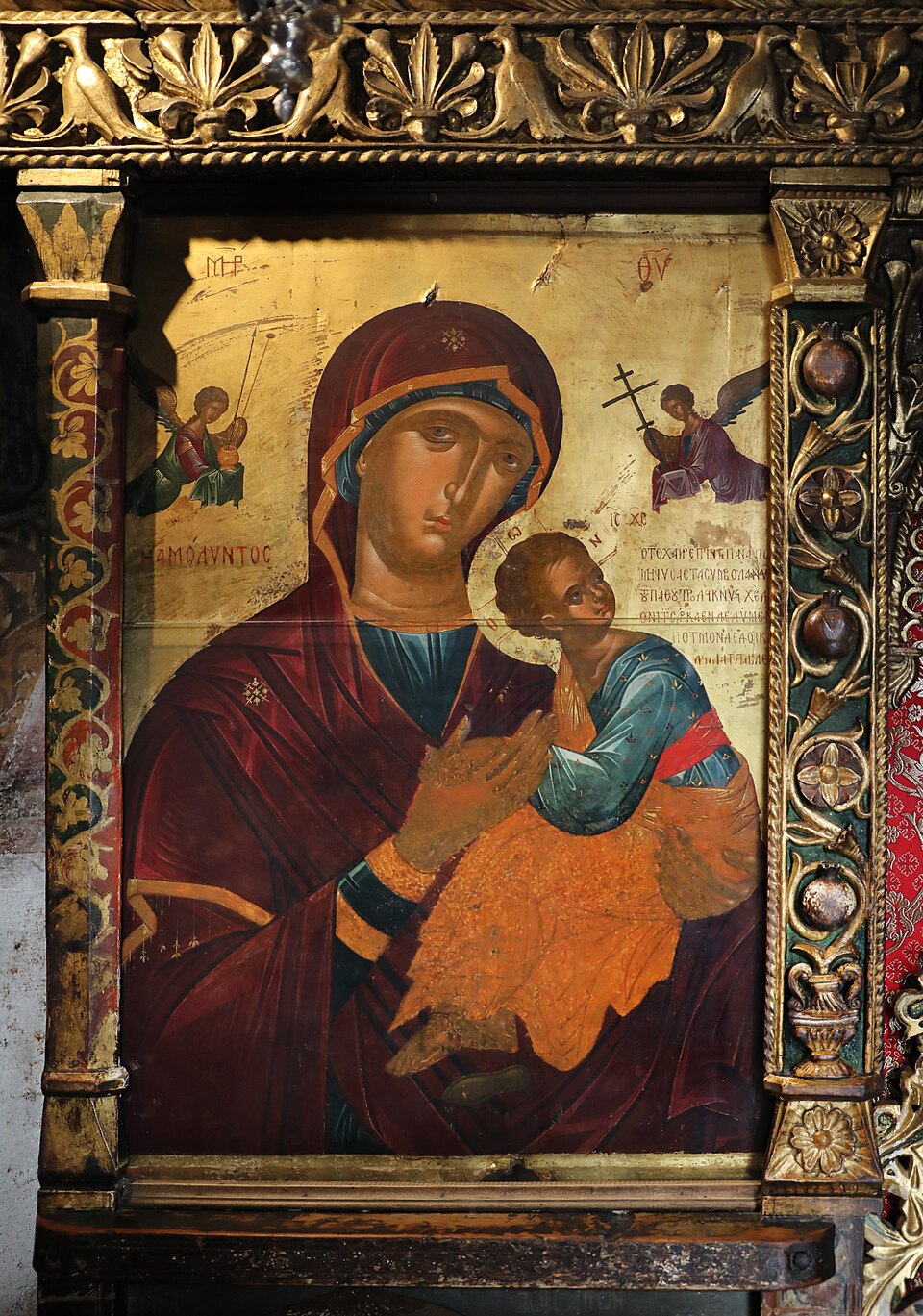 patmos monastero di san giovanni katholikon interno cappella di san cristodoulo 03 icona madonna col bambino della bottega di andreas ritzos
