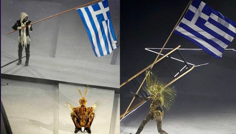 Ανατριχιαστικό: Η ελληνική σημαία και ο «Ύμνος εις την Ελευθερίαν» στο επίκεντρο της τελετής λήξης των Ολυμπιακών Αγώνων