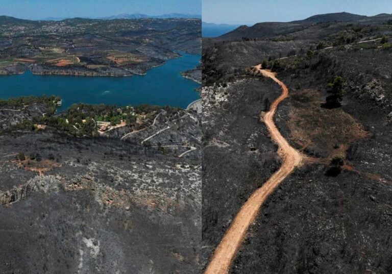 Η εικόνα της καταστροφής από ψηλά – Μαύρες ημέρες για την Αττική