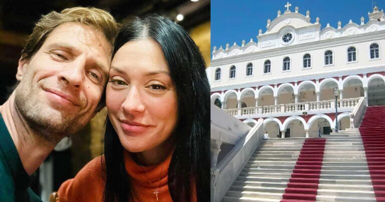 Μάξιμος Mουμούρης – Νάντια Γιαννακοπούλου: Στην Τήνο με τις κόρες τους  «Να εκπληρώσουμε το τάμα μας»