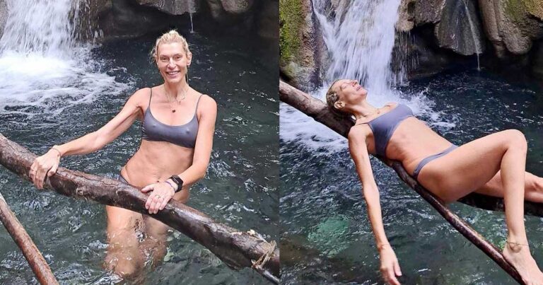 Πασίγνωστη και ατρόμητη 50αρα Ελληνίδα με αγαλματένιο κορμί βούτηξε στα παγωμένα νερά του Κεφαλοπόταμου