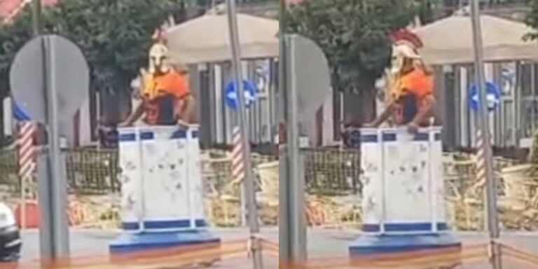 Ντύθηκε Σπαρτιάτης πολεμιστής και έκανε τον τροχονόμο στο κέντρο της Σπάρτης