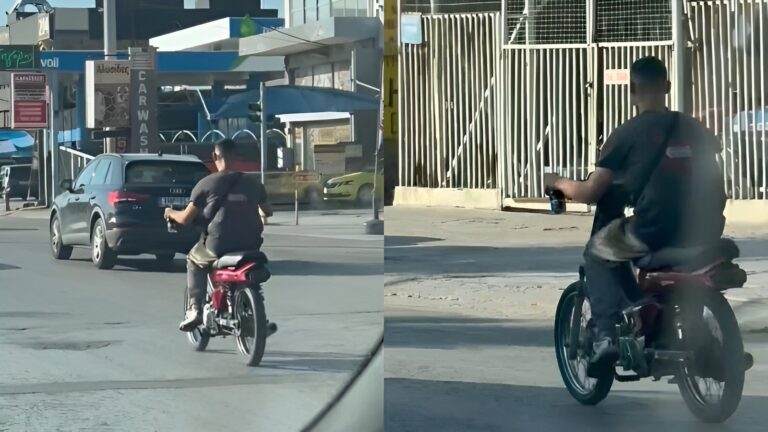 Ελλάς το μεγαλείο σου: Μηχανόβιος οδηγεί κρατώντας καφέ στο χέρι χωρίς κράνος και πινακίδες!