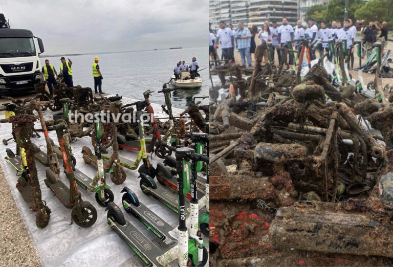 Θεσσαλονίκη: Μηχανάκι, ηλεκτρικά πατίνια και ποδήλατα στον βυθό του Θερμαϊκού – Τα «ψάρεψαν» δύτες σε δράση καθαρισμού