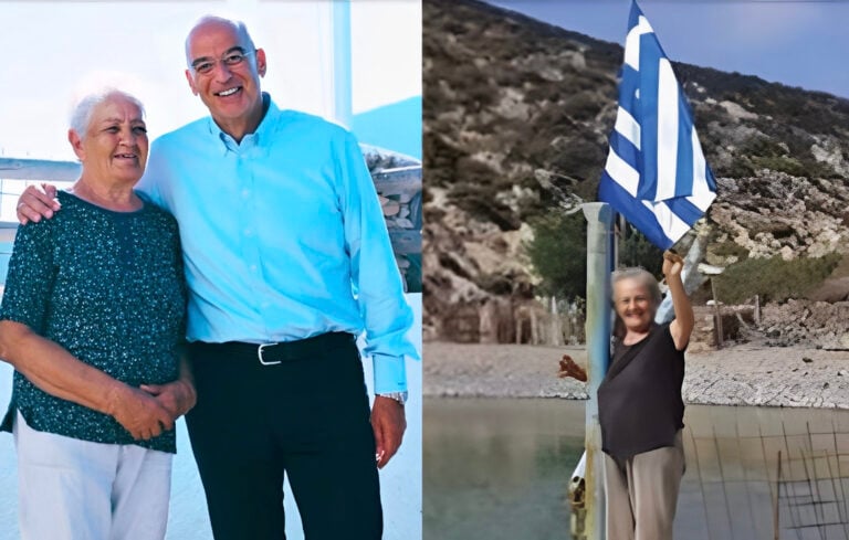 Κίναρος: Τη μοναδική κάτοικο του νησιού συνάντησε ο Νίκος Δένδιας
