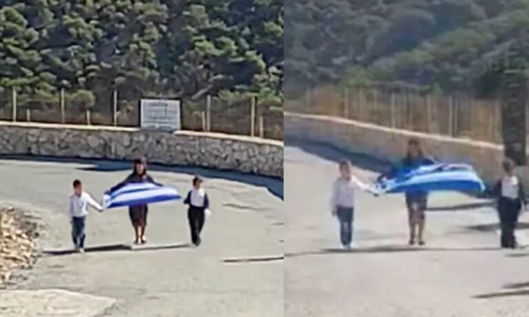 28η Οκτωβρίου στη Γαύδo – H παρέλαση των δύο μαθητών δημοτικού