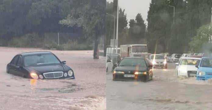 Πλήττεται σφοδρά το νησί από την κακοκαιρία Bora: Δρόμοι που έγιναν ποτάμια και ακινητοποιημένα οχήματα
