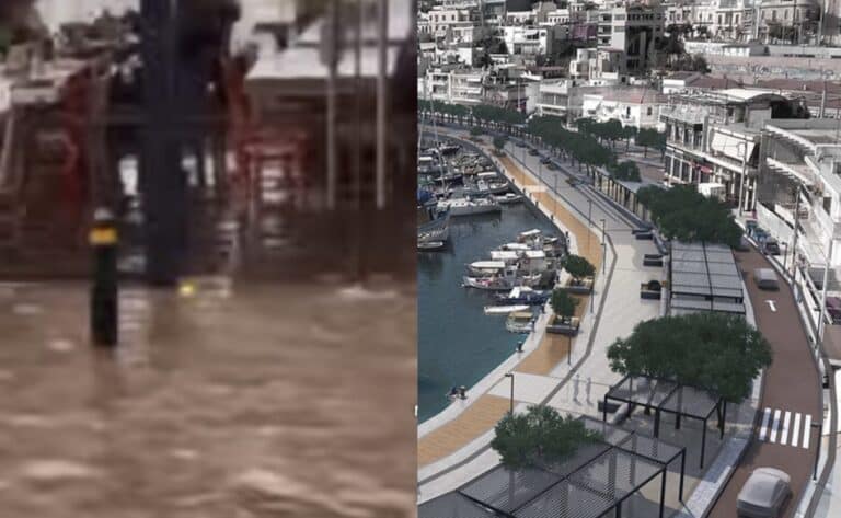 Πλημμύρισε το Μικρολίμανο με 15 λεπτά βροχή