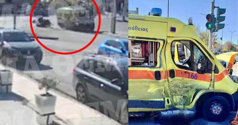 Χαϊδάρι: Συγκλονιστικό βίντεο από στιγμή που το ασθενοφόρο συγκρούεται με τον μοτοσικλετιστή που έχασε τη ζωή του