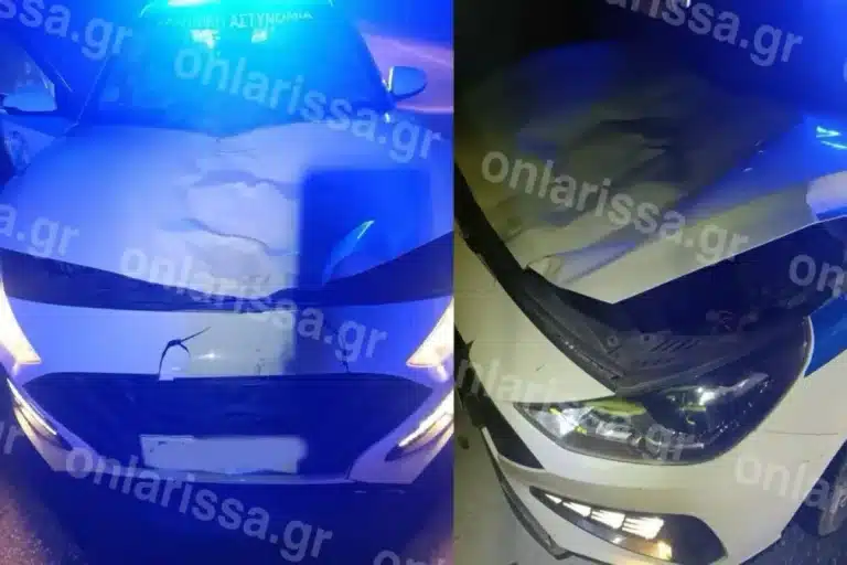 Απίστευτο: Περιπολικό συγκρούστηκε με άλογο στη Λάρισα!