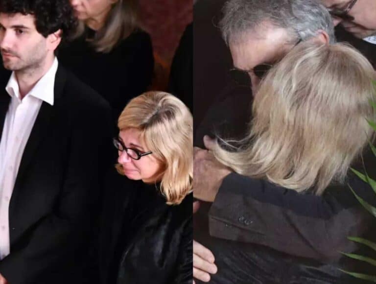 Κώστας Χαρδαβέλλας: «Έσπασε» η σύζυγός του, Μαρία Παναγοπούλου μέσα στην εκκλησία – Η σφιχτή αγκαλιά με τον Γιώργο Νταλάρα