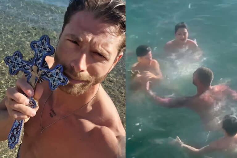 Γιώργος Μανίκας: Αντιδράσεις για το μακροβούτι που έκανε στα Θεοφάνεια για να δώσει τον σταυρό στον γιο του