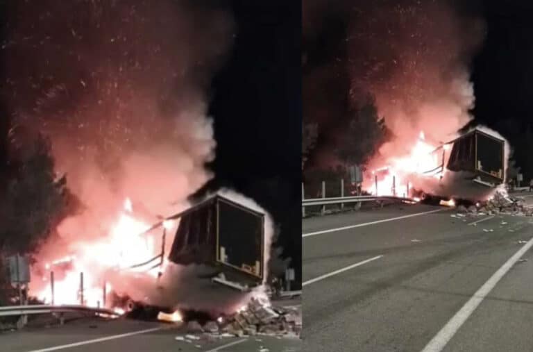Σοκαριστικό ατύχημα στην Εθνική Οδό με νταλίκα το βράδυ της Δευτέρας