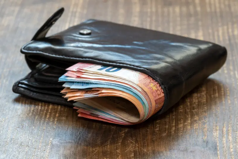 wallet full euro cash wallet full euro cash money banknotes close up view 136703260