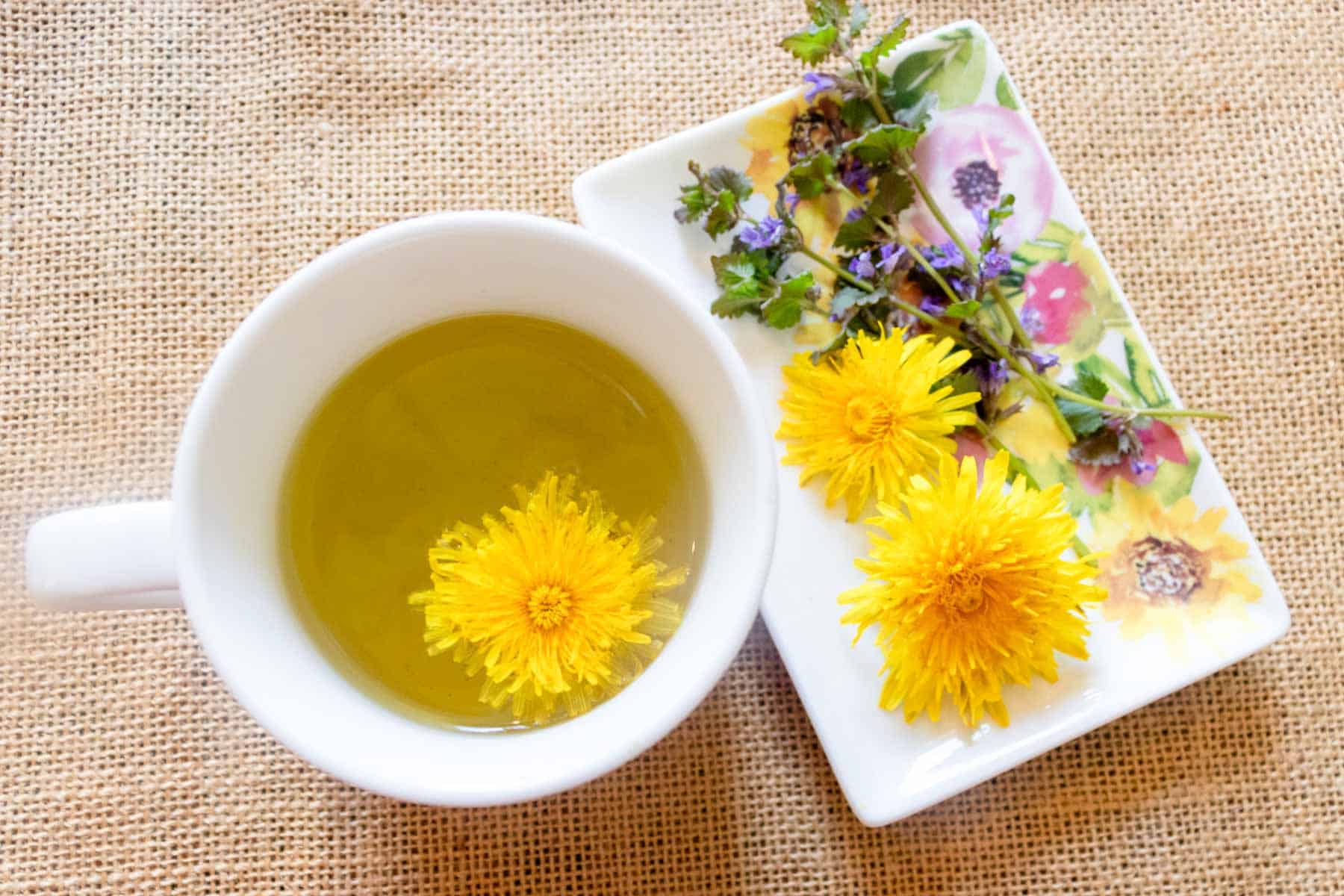 a cup of dandelion tea