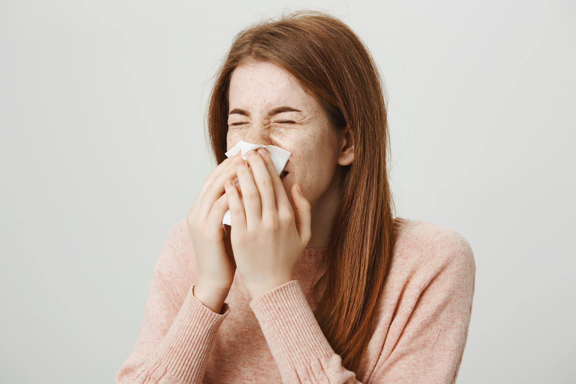 cute sick redhead girl with allergy sneezing napkin 176420 19195
