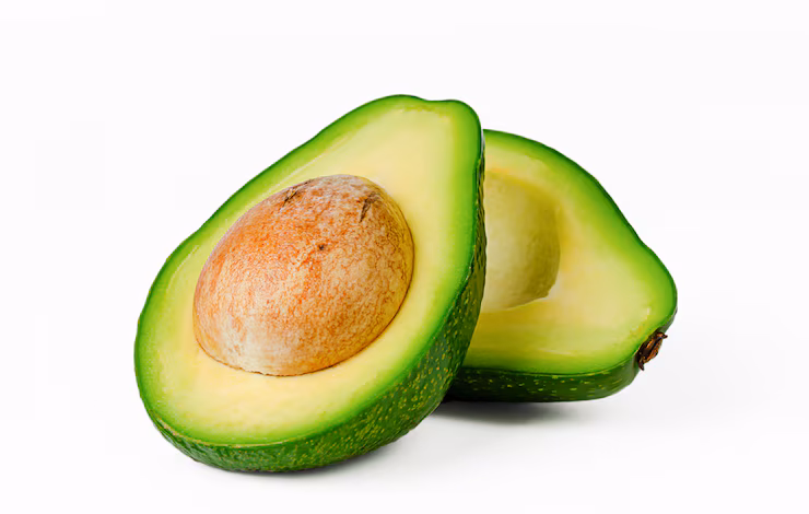 two halves fresh avocado isolated white space design element product label catalog print 106885 2316