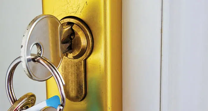 key left in door lock locked out