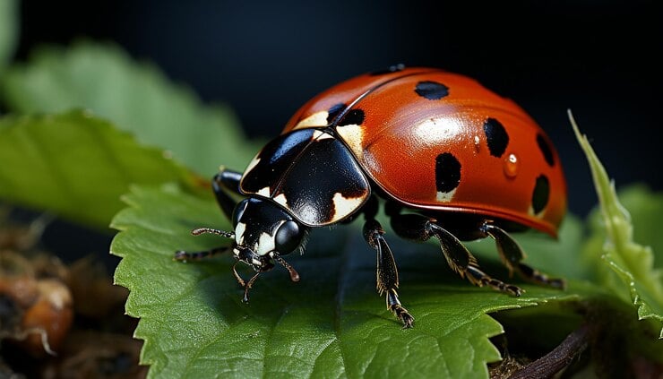 ladybug green leaf small beauty nature generated by ai 188544 250478