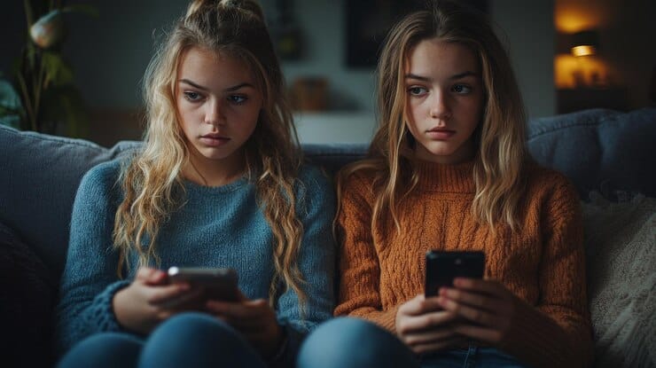 mother spying teen daughter using smartphone home 1220676 36157
