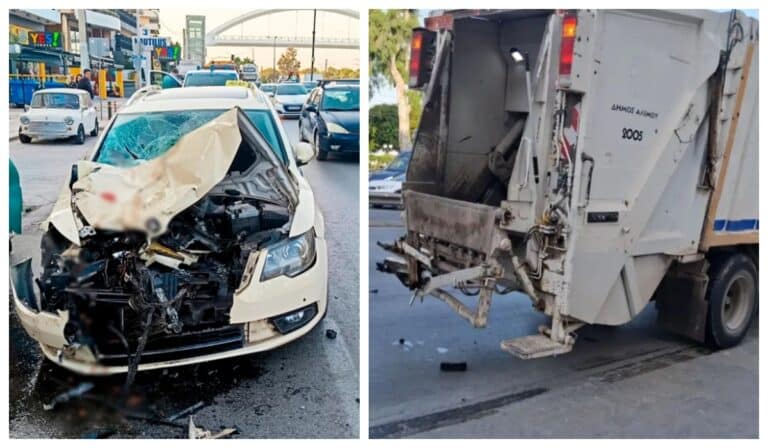 Ταξί έπεσε πάνω σε απορριμματοφόρο του Δήμου Αλίμου – Νεκρή υπάλληλος στην Καθαριότητα