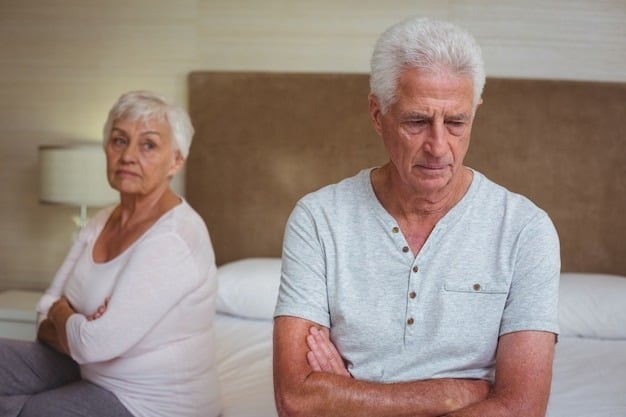 unhappy senior couple after argu