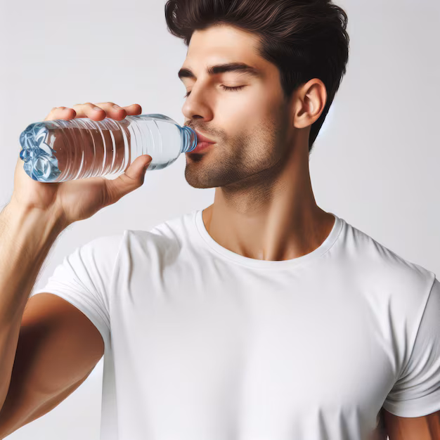 man drink water isolated solid white background copy space ai generative 955712 15466