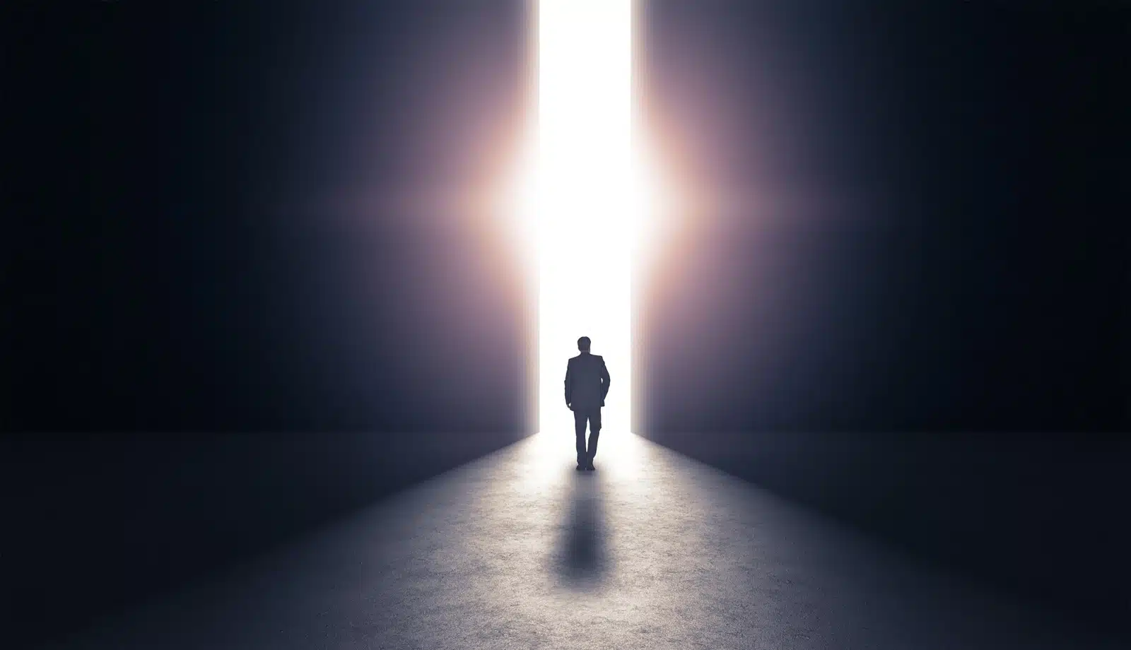 man walking towards light life after death