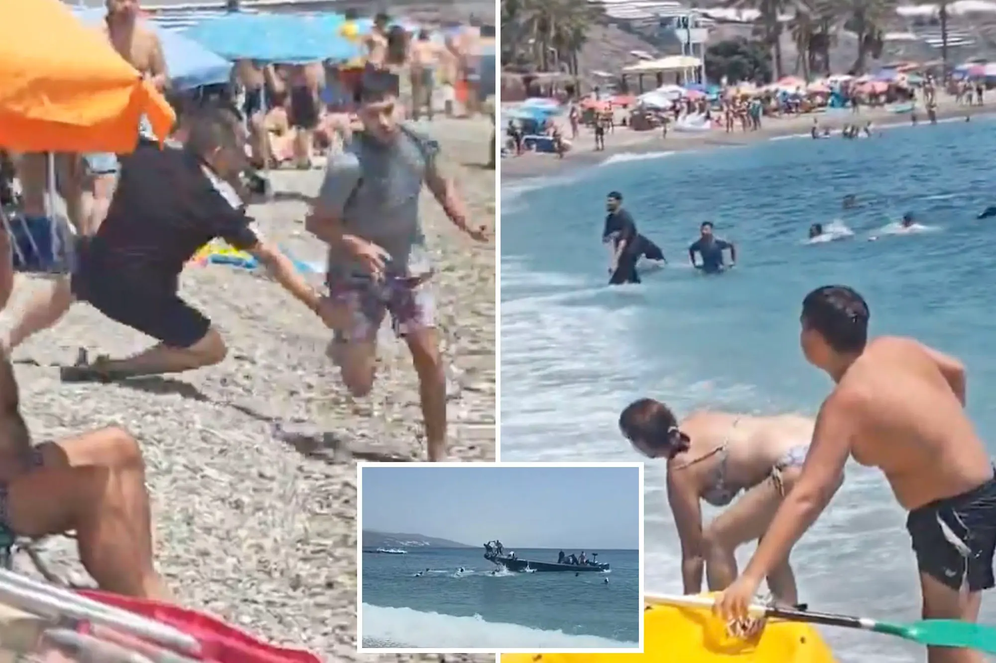 spain beach migrants tackled beachgoers comp 1
