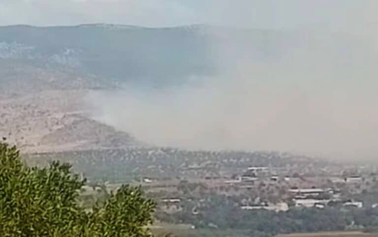 Φωτιά στα Μέγαρα: Εναέρια μέσα παλεύουν με το μέτωπο
