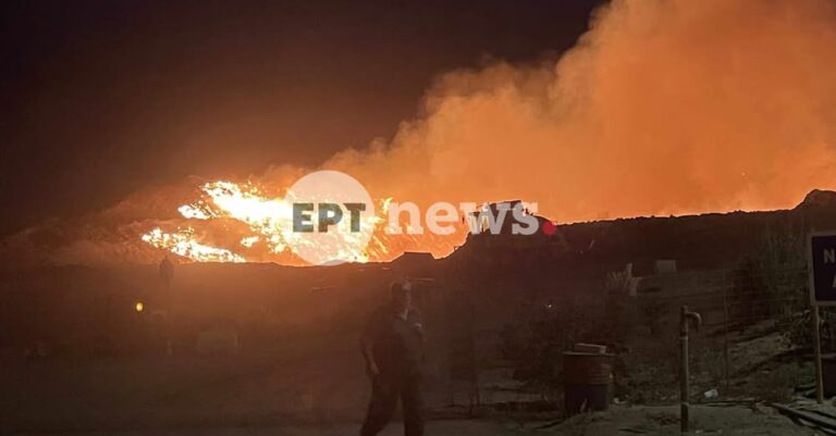 Μεγάλη φωτιά στο Ακρωτήρι Χανίων – Συναγερμός στην πυροσβεστική