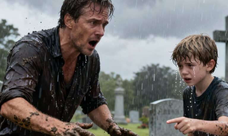 Μόλις μία ώρα μετά την ταφή, ένα 7χρονο αγόρι επέμενε να ξεθάψει ο πατέρας του τον τάφο της μητέρας του — και τη στιγμή που άνοιξε το καπάκι του φέρετρου, όλοι κράτησαν την ανάσα τους…