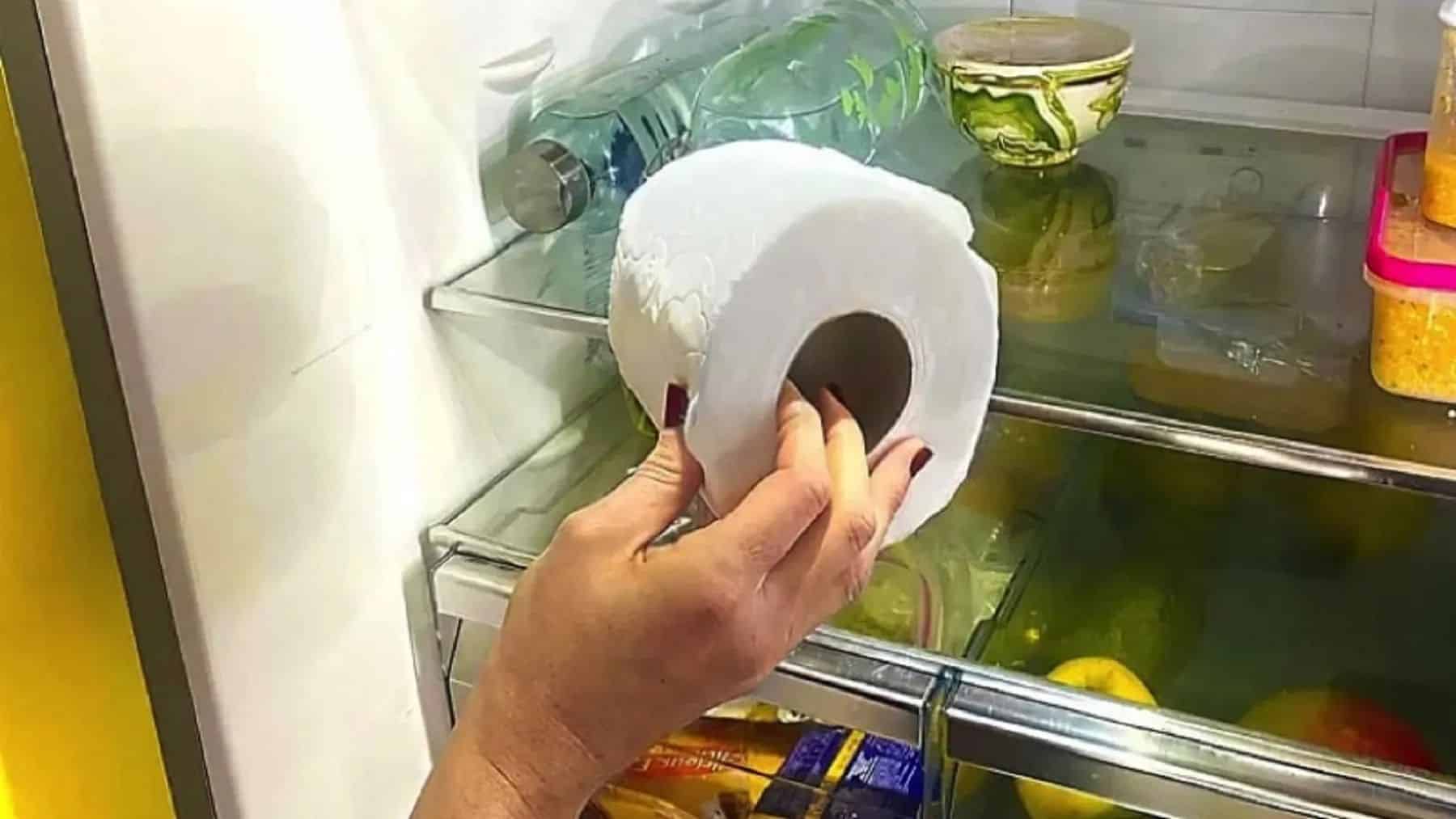 toilet paper fridge hack