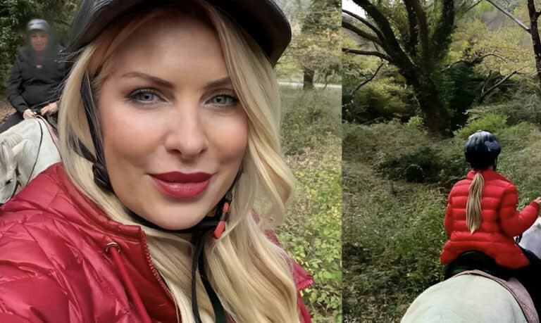 Ελένη Μενεγάκη:  Για ιππασία στην πιο μαγική ελληνική τοποθεσία μαζί με την Μαρίνα και  τον Παντζόπουλο