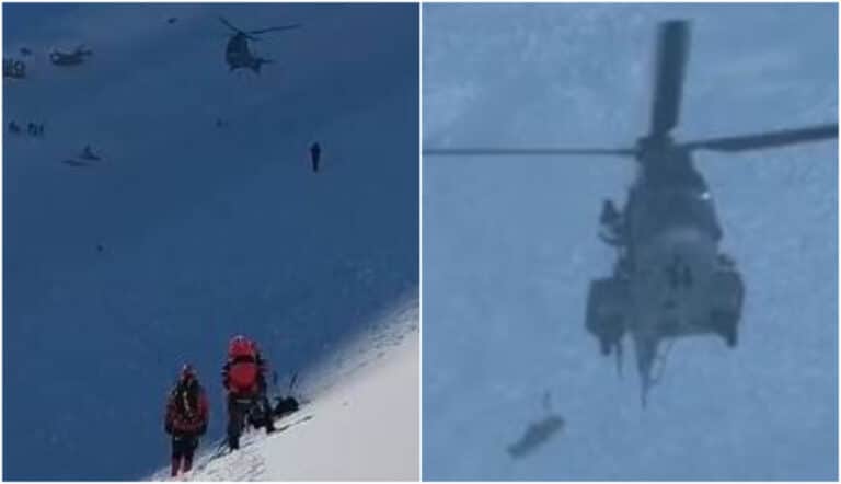 Η στιγμή της ανάσυρσης των τεσσάρων ορειβατών που έχασαν τη ζωή τους στα Βαρδούσια