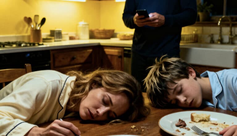 Ο σύζυγός μου μας μαγείρεψε και αμέσως αφού φάγαμε με τον γιο μου, καταρρεύσαμε