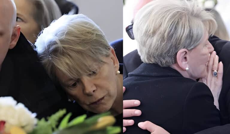 Θρήνος στην κηδεία της Σύλβα Ακρίτα – Συντετριμμένη η κόρη της, Έλενα Ακρίτα, στο πλευρό του γιου της