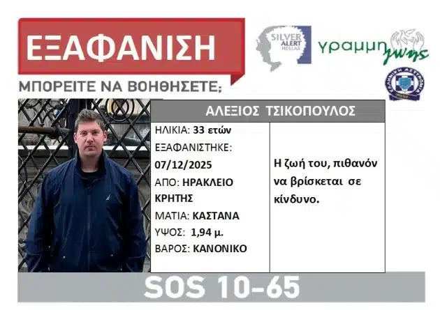 Συναγερμός για τον Αλέξη: «Μου είπε ότι δεν ήταν καλά και εξαφανίστηκε» λέει ο πατέρας του 33χρονου γιατρού που αγνοείται 2 tsikopoulos.jpg
