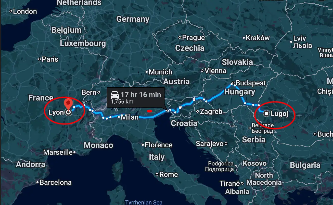 Επτά νεκροί σε τροχαίο δυστύχημα με οπαδούς του ΠΑΟΚ στη Ρουμανία 1 romania lyon map