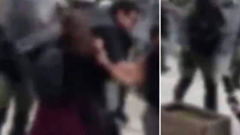 Αστυνομικός των ΜΑΤ έσπρωξε γυναίκα η οποία έπεσε με τον αυχένα σε ζαρντινιέρα