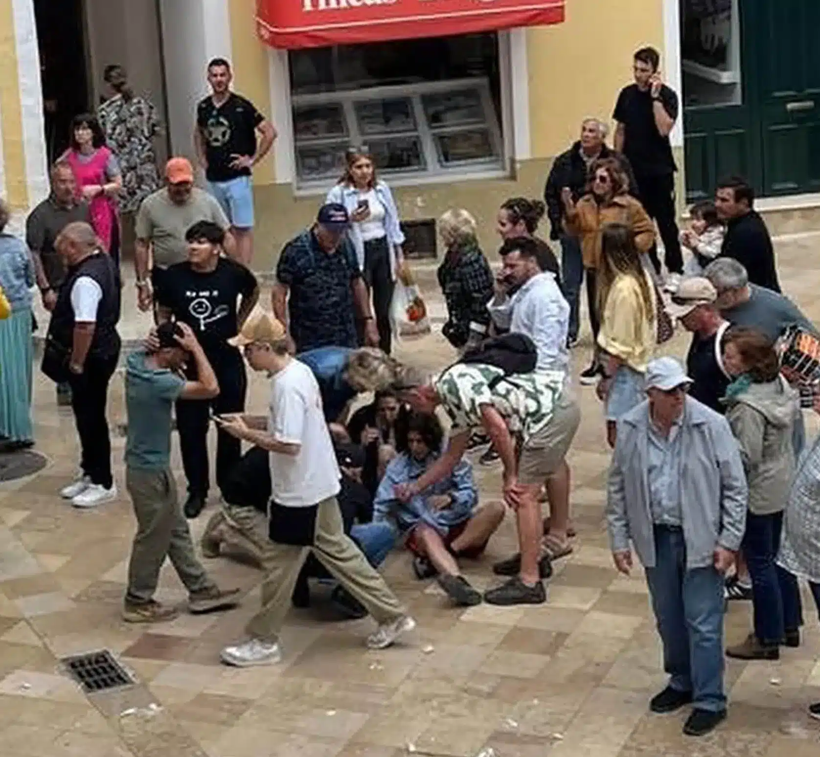 british tourist among three people 1081812819