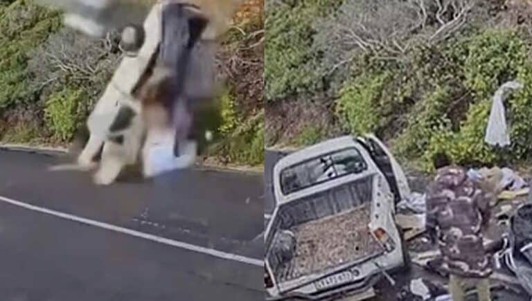 Είχε Άγιο: Φορτηγάκι χωρίς φρένα έπεσε από γκρεμό και ο οδηγός βγήκε αλώβητος
