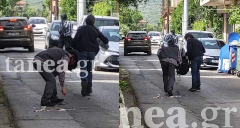 Ληστεία με καλάσνικοφ σε ελληνική τράπεζα: Η στιγμή της διαφυγής των δραστών – Τους έπεσαν τα χρήματα ενώ έτρεχαν